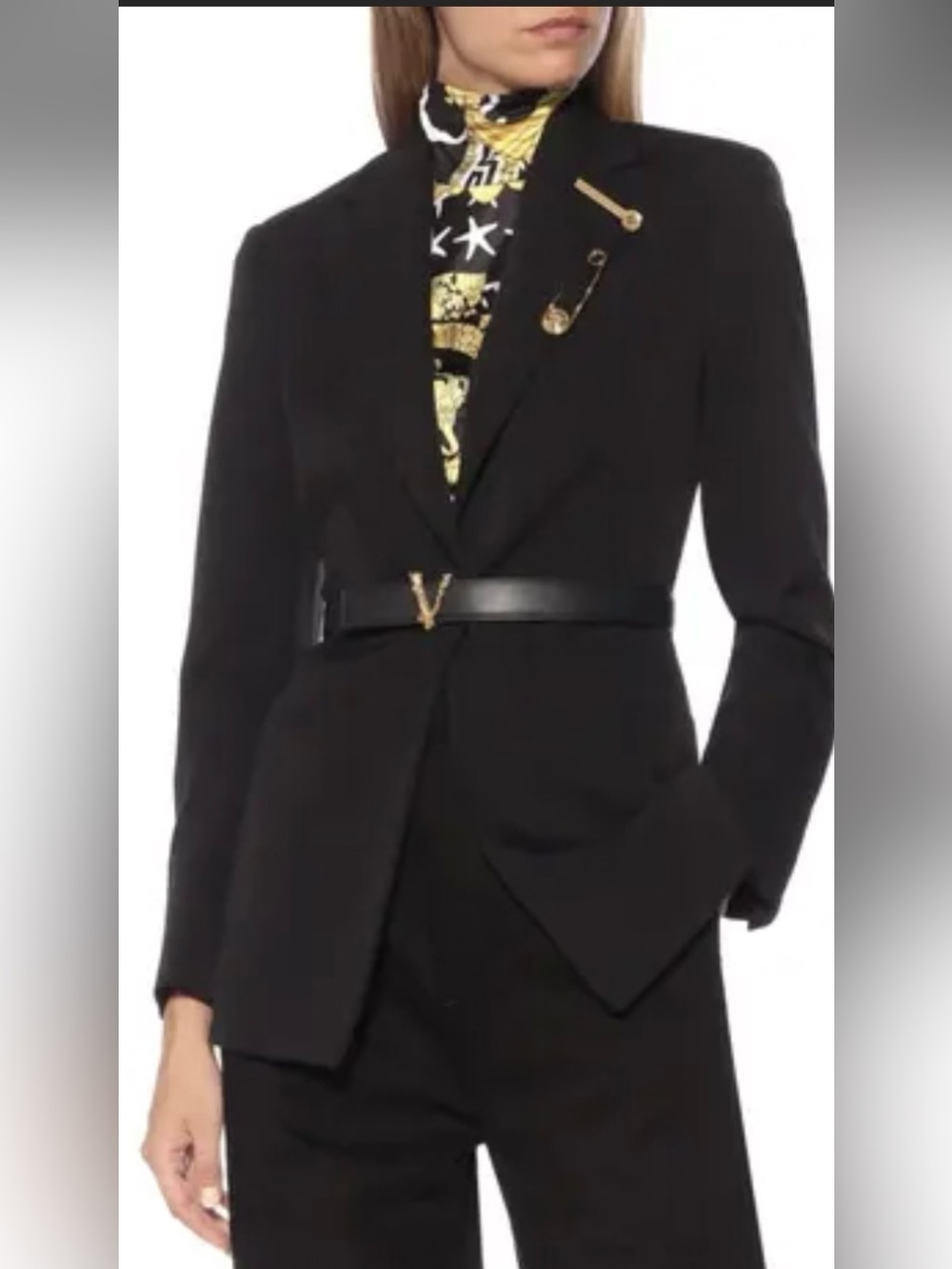 Versace Virtus Black Leather Belt with Gold Buckle - Picture 8 of 8